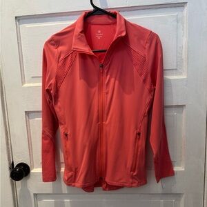 T by Talbots Bright Coral Athletic Zip Up Long Sleeve Jacket Petite S